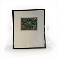 Antique Hand Coloured Etching Leon Verdier Algeria Rialto Bridge Venice Italy