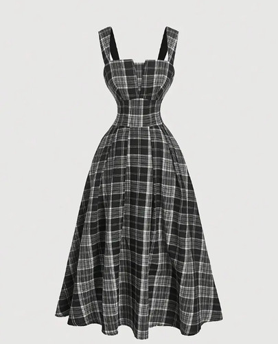 Sleeveless plaid dress - sleeveless,