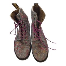 Dr Martens Canvas Flower Boots Sz 6 Pinks Purples