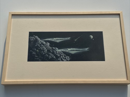 Vintage space painting ufo - space,