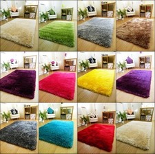 New Soft Living Room Area Mat Silky Soft Shag Pile Modern Mats
