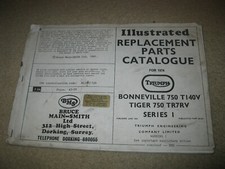 BMS Illustrated Parts Catalogue Triumph Motorcycle Bonneville Tiger 750 Series I