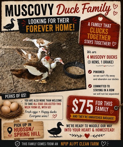 Muscovy duck family eggs - duck, &