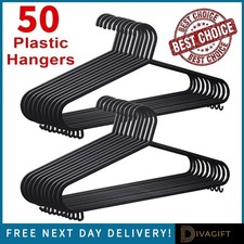 50 x ADULT BLACK COAT HANGERS