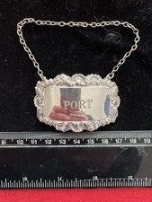 Sterling Silver PORT Decanter Label. 13.9g. 1977 Birmingham.