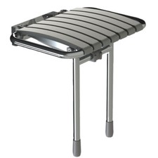 AKW Bama Slatted Fold-Up Shower Seat, Wall Mounted, Padded - White / Grey