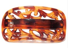 Vintage Retro 1980s Faux Tortoise Shell Acrylic Large Barrette Hair Clip