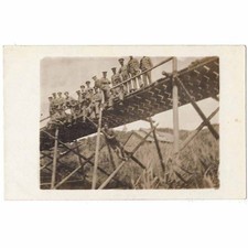 MILITARY Soldiers on a Wooden Bridge RP Postcard, Unused