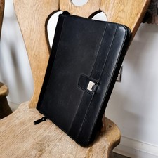 Adolfo Dominguez Leather Business Zippered Portfolio