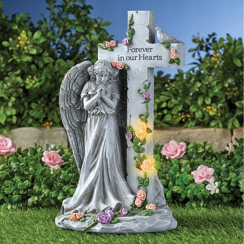 Praying angel lighted roses - praying,