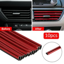 10x Auto Car Accessories Air Conditioner Outlet Decoration Strip Universal Red