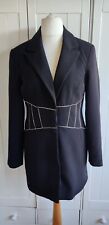 River Island Black Diamante Corset detail Mini Blazer Dress Size 12