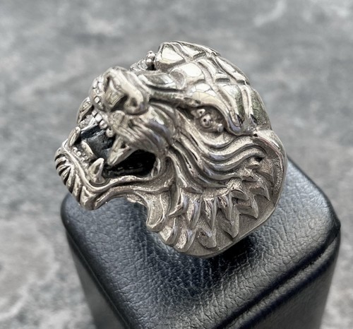 Sterling silver 925 mens - silver, tiger