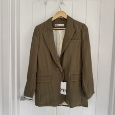 Zara BNWT Crinkle Green Blazer