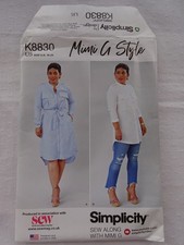 SIMPLICITY K8830 LADIES  SHIRT DRESS SEWING PATTERN   MULTI  SIZE   16 TO 24