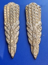 Two Gold Coloured Matching Dress Clips Diamond Effect Stones Costume Jewellery