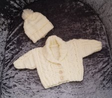 Hand knitted Cream Aran Shawl