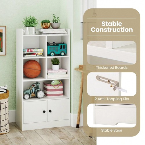 White bookshelf with - with, doors