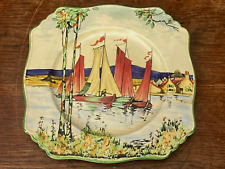 Rare Vintage Royal Winton Grimwades Hand Painted Boating Scene Plate
