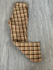 Toughskins Trousers Vintage 70s Tartan Check Plaid Flares Bell Bottoms W34 L 30