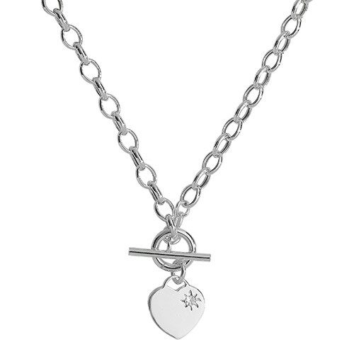 Sterling silver lady bar - t-bar, cz
