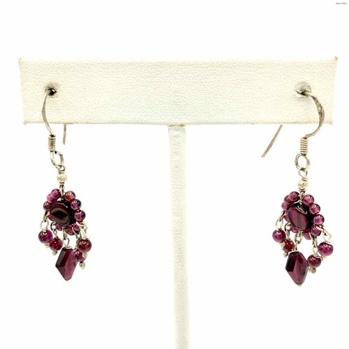 Sterling silver garnet dangle - sterling,