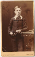 CDV DAPPER YOUNG MAN McLENNAN GREENOCK BOW TIE SMART COLLAR ANTIQUE PHOTO