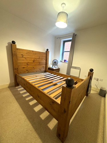 Solid wood double bed waxed - wood,