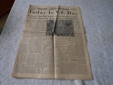 Original WW2 New York Herald Tribune Newspaper VE Day Edition May 8th 1945