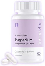 Bettervits Magnesium Complex with Zinc & Vitamin-D3 - One Month Supply - 60 Caps