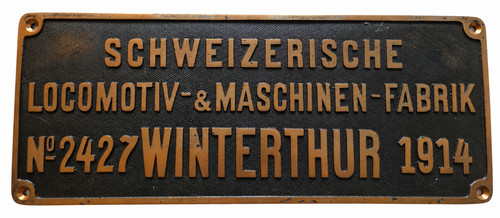 Sbb locomotive builder plate - builder's,