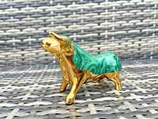 MID CENTURY MODERN SPANISH PORCELAIN ESTIL ARTUR MALACHITE & GOLD STYLISED BULL