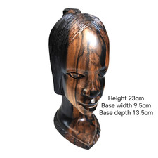 African Wooden Head Bust Wood
