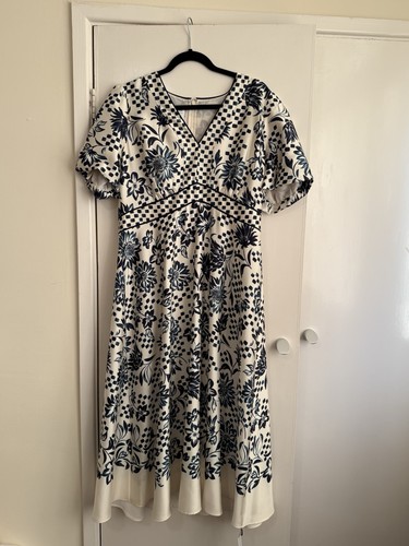 Hobbs dress blue white - dress,