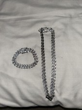 Men’s Iced Out Cuban Link Chain & Bracelet SET – Sparkly Hip Hop Jewelry