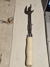 Vintage Vaughans Easy Cutter - Can Opener - White Wooden Handle