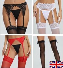 Womens Sexy Stockings Suspender Tights Hold Ups Sheer Hosiery Black Red White