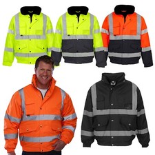 Hi Vis Viz Bomber Jacket High Visibility Safety Workwear Security Jackets New