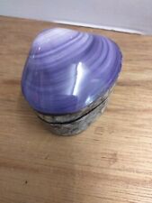 Purple Mother Of Pearl Shell Trinket Box Mosaic Style Tiles Velvet Lined
