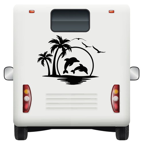 Car stickers dolphins palm - stickers,