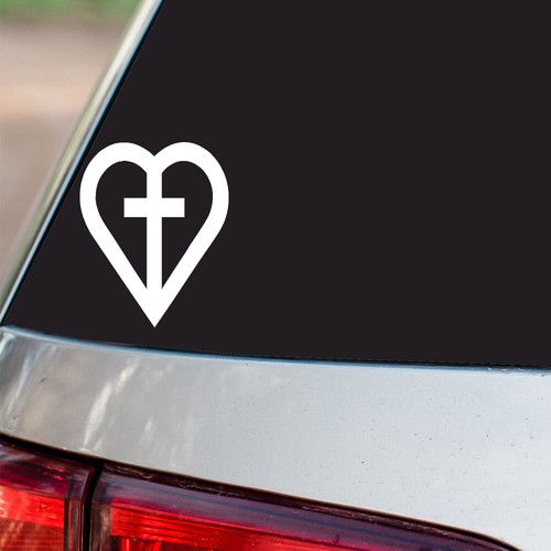 Heart with cross - with, sticker