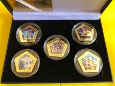 9/11 Twin Towers/Pentagon ‘Never Forget’ Cased 5 Gold Plated Medallions Freepost