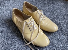 Christian Louboutin Patent Leather Pale Yellow Oxford Flat Shoes Size EU 38 Rare