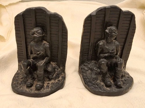 British coal miner bookends - british,