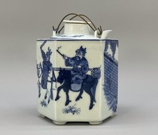 Stunning Chinese Ming Dynasty Revival Blue and White Porcelain Hexagonal Teapot