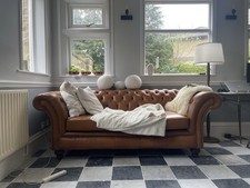Offers accepted. Chesterfield Leather Sofa Brown Genuine Leather