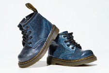 Dr Martens 1460 Boots Baby Size UK 4 blue Glitter Combat Lace Up Eyelet DM vgc