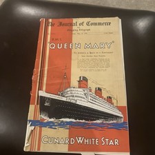Ephemera the journey of commerce RMS Queen Mary 1936 Cunard white star (box a)