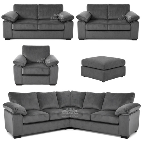 Amalfi grey plush velvet sofa - plush,