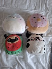4 X Squishmallows ( 7.5/8INCH) Seal, Doughnut, Watermelon Pug, Dog